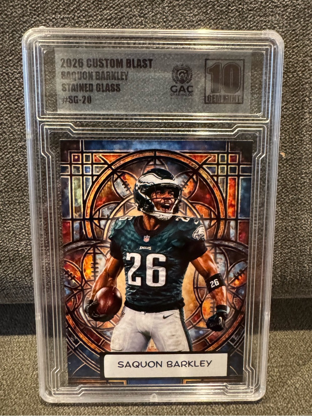 Saquon Barkley 2026 Custom Blast Stained Glass #SG-20 GAC 10 Graded Card